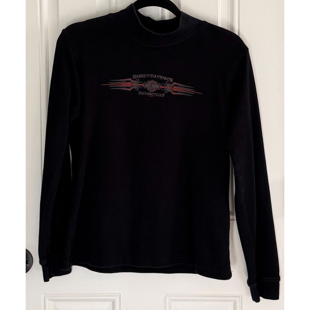 VTG Harley Davidson Legacy Effingham IL Mock neck Long Sleeve Shirt size XL Y2K